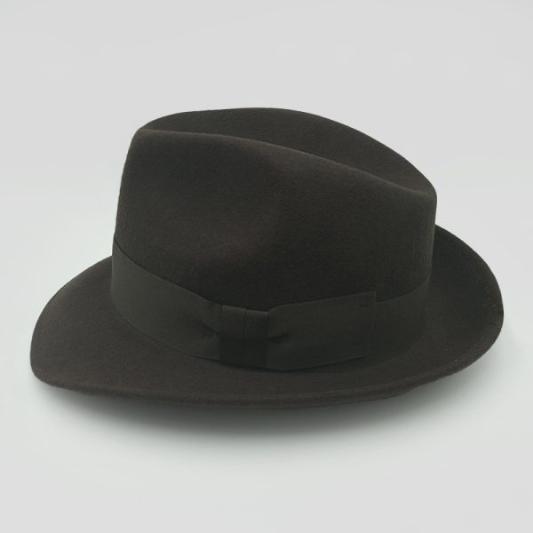 καπέλο μάλλινο καφέ brown hat fedora felt wool AA14767