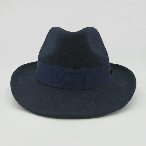 καπέλο μάλλινο μπλε blue hat fedora felt wool AA14767