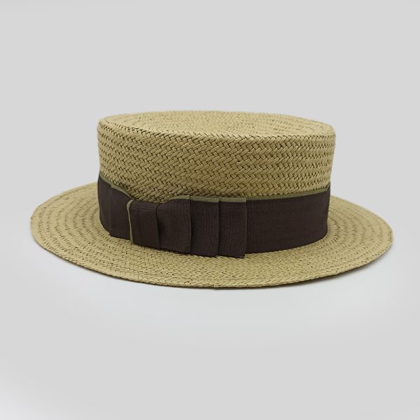 ψάθινο καλοκαιρινό καπέλο SUMMER STRAW HAT CLASSIC BOATER BEIGE