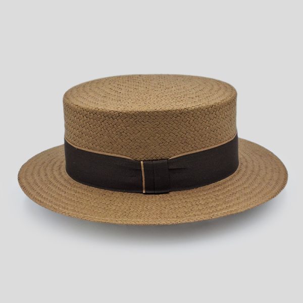 ψάθινο καλοκαιρινό καπέλο SUMMER STRAW HAT CLASSIC BOATER BROWN