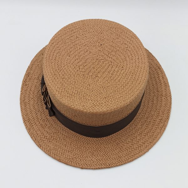 ψάθινο καλοκαιρινό καπέλο SUMMER STRAW HAT CLASSIC BOATER CAMEL