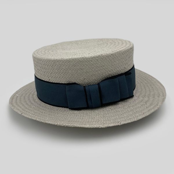ψάθινο καλοκαιρινό καπέλο SUMMER STRAW HAT CLASSIC BOATER GRAY