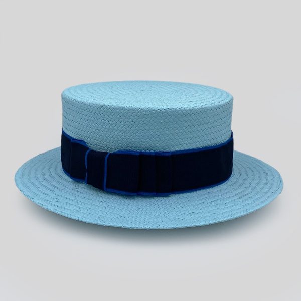 ψάθινο καλοκαιρινό καπέλο SUMMER STRAW HAT CLASSIC BOATER LIGHT BLUE