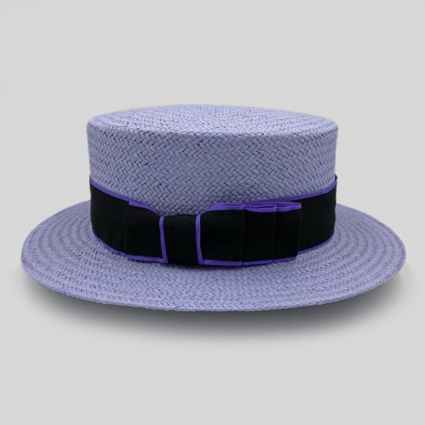 ψάθινο καλοκαιρινό καπέλο SUMMER STRAW HAT CLASSIC BOATER LILAC