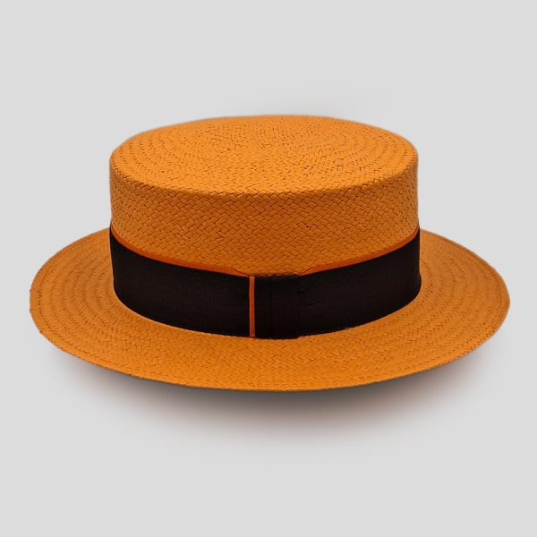 ψάθινο καλοκαιρινό καπέλο SUMMER STRAW HAT CLASSIC BOATER ORANGE
