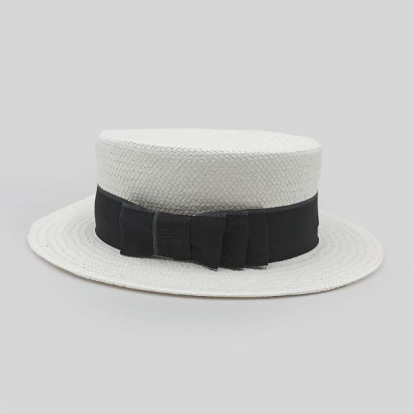 ψάθινο καλοκαιρινό καπέλο SUMMER STRAW HAT CLASSIC BOATER WHITE