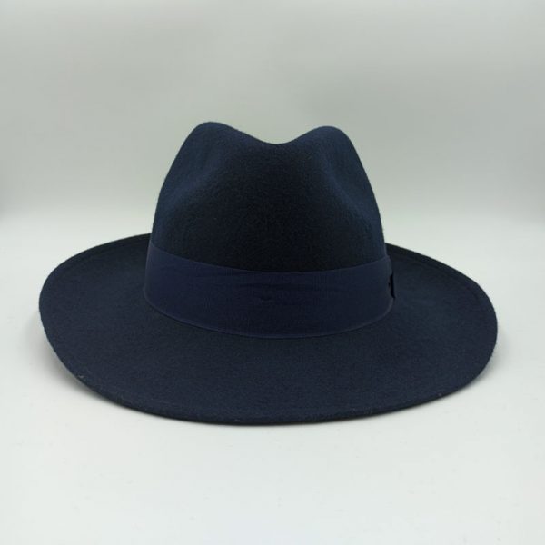 καπέλο μάλλινο μπλε blue felt wool fedora hat AA14545