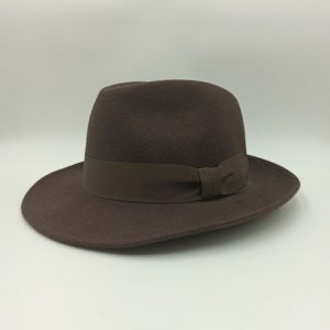 καπέλο μάλλινο καφέ BROWN felt wool fedora hat AA14545