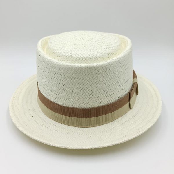 ψάθινο καλοκαιρινό καπέλο PORK PIE ECRU