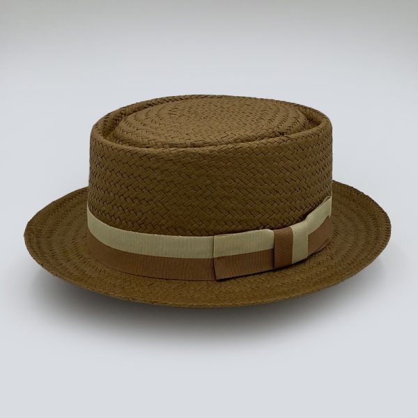 ψάθινο καλοκαιρινό καπέλο pork pie straw hat brown