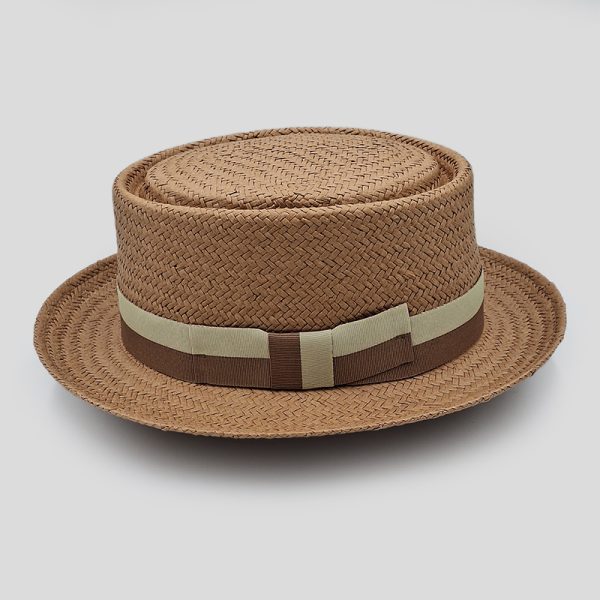 ψάθινο καλοκαιρινό καπέλο pork pie straw hat camel