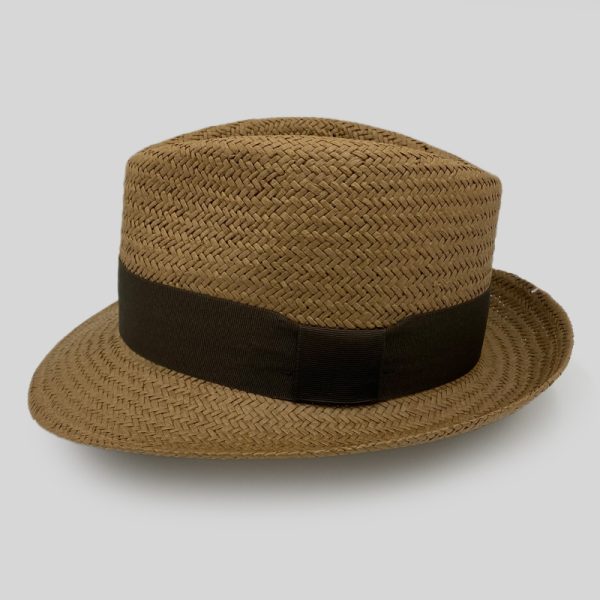 ψάθινο καλοκαιρινό καπέλο TRILBY LOW CROWN BROWN