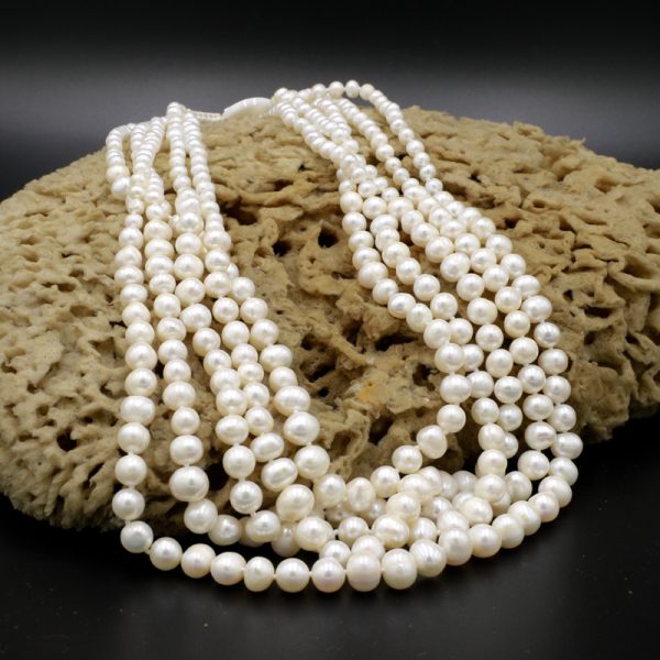 κολιέ necklace 5 strand pearl n27 1