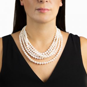 κολιέ necklace 5 strand pearl n27 4