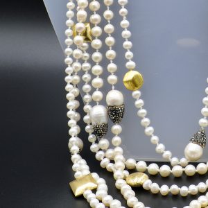 κολιέ 6 strand long pearl necklace with Swarovski elements n14 c