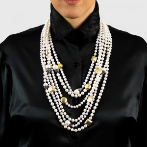 κολιέ 6 strand long pearl necklace with Swarovski elements n14