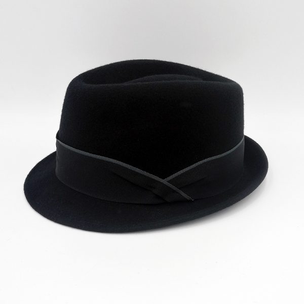 καπέλο μάλλινο μαύρο black felt wool napoles hat AA14675
