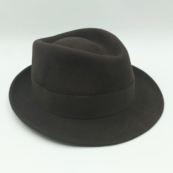 καπέλο μάλλινο καφέ brown TRILBY LOW CROWN HATBAND AA14837