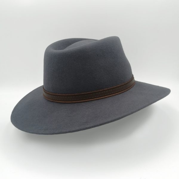 καπέλο μάλλινο γκρι gray plantation felt wool belt AA14870b
