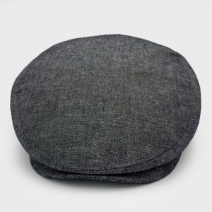 τραγιάσκα λινή γκρι monochrome linen cotton flat cap gray BB25163