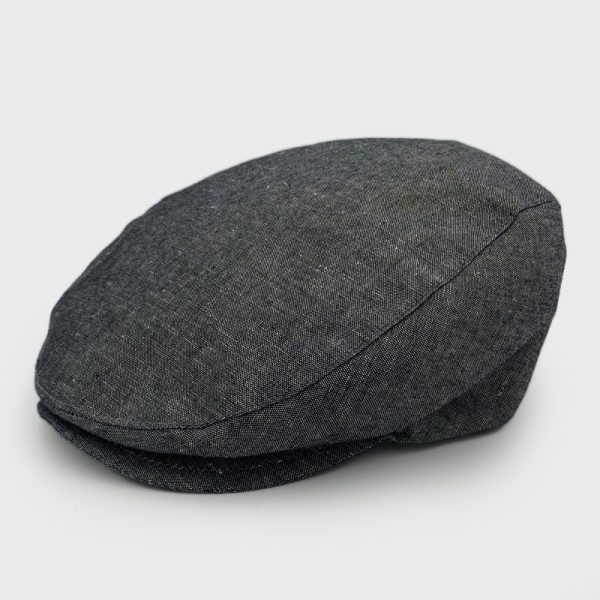 τραγιάσκα λινή γκρι monochrome linen cotton flat cap gray BB25163