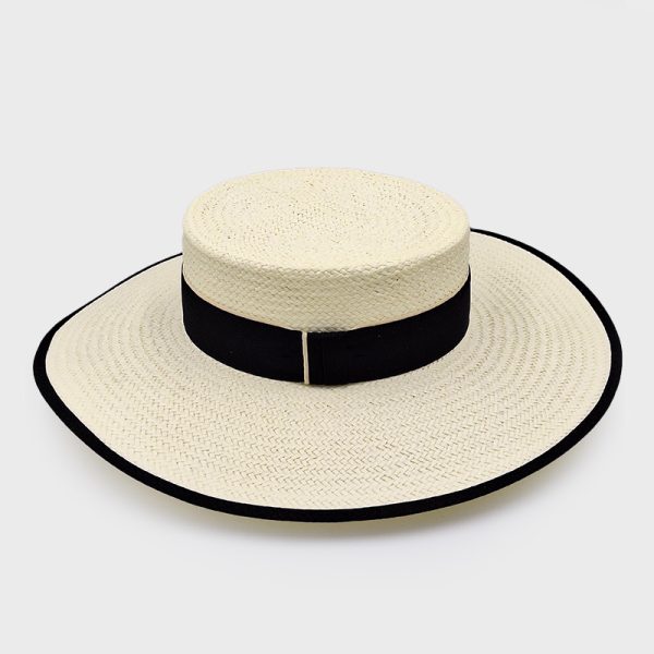 ψάθινο καλοκαιρινό καπέλο SUMMER STRAW HAT CANOTIER WIDE BRIMMED ECRU