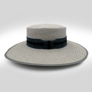ψάθινο καλοκαιρινό καπέλο SUMMER STRAW HAT CANOTIER WIDE BRIMMED GRAY