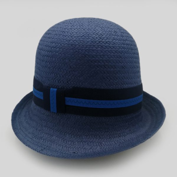 ψάθινο καλοκαιρινό καπέλο SUMMER HAT RETRO STRAW BICOLOR RIBBON BLUE