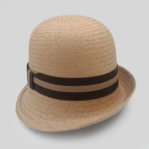 ψάθινο καλοκαιρινό καπέλο SUMMER HAT RETRO STRAW BICOLOR RIBBON CAMEL