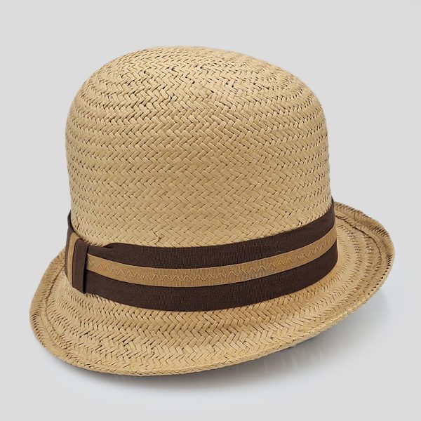 ψάθινο καλοκαιρινό καπέλο SUMMER HAT RETRO STRAW BICOLOR RIBBON NUDE