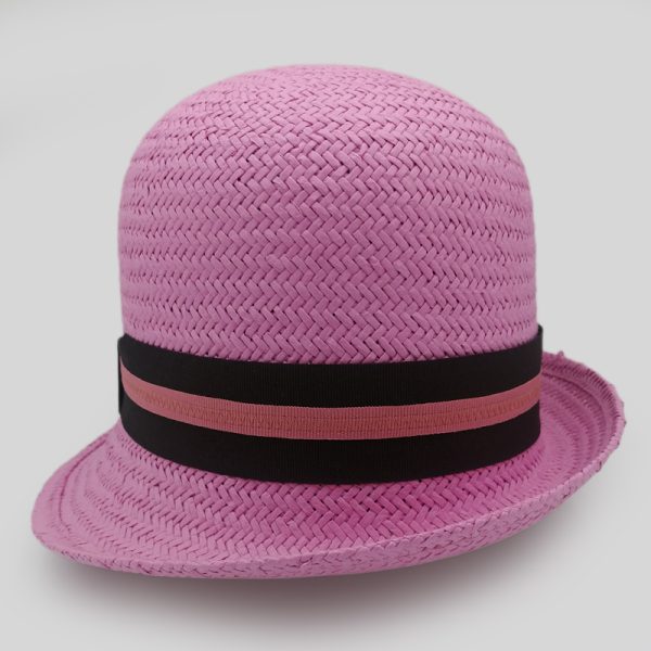 ψάθινο καλοκαιρινό καπέλο SUMMER HAT RETRO STRAW BICOLOR RIBBON PINK