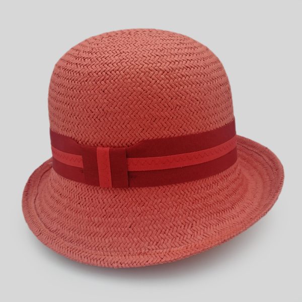 ψάθινο καλοκαιρινό καπέλο SUMMER HAT RETRO STRAW BICOLOR RIBBON RED