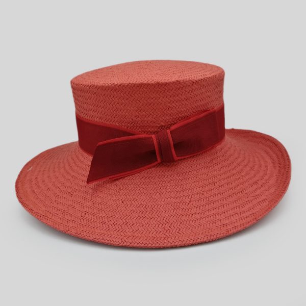 ψάθινο καλοκαιρινό καπέλο SUMMER STRAW HAT ALAMUDDIN CANOTIER STRAW RED