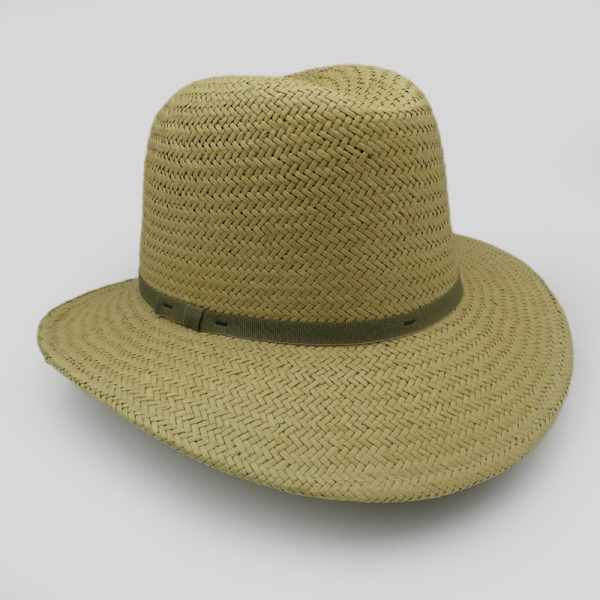 ψάθινο καλοκαιρινό καπέλο SUMMER STRAW HAT TRILBY THIN RIBBON BEIGE
