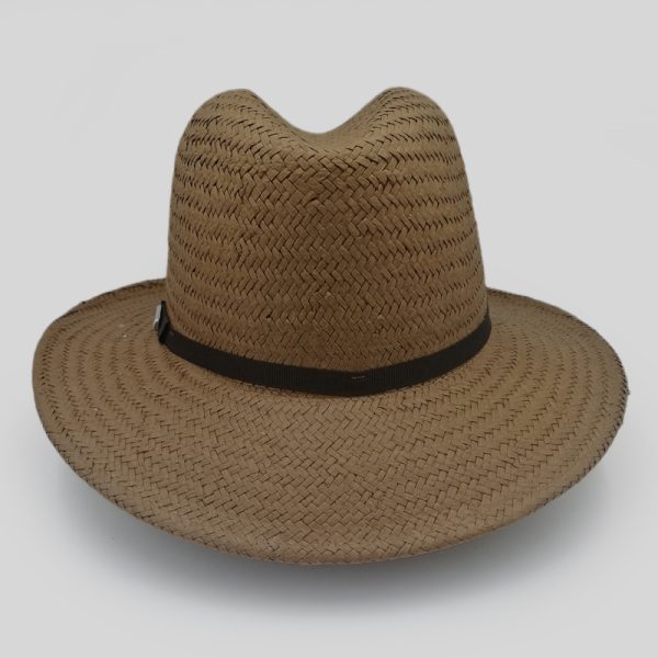 ψάθινο καλοκαιρινό καπέλο SUMMER STRAW HAT TRILBY THIN RIBBON BROWN