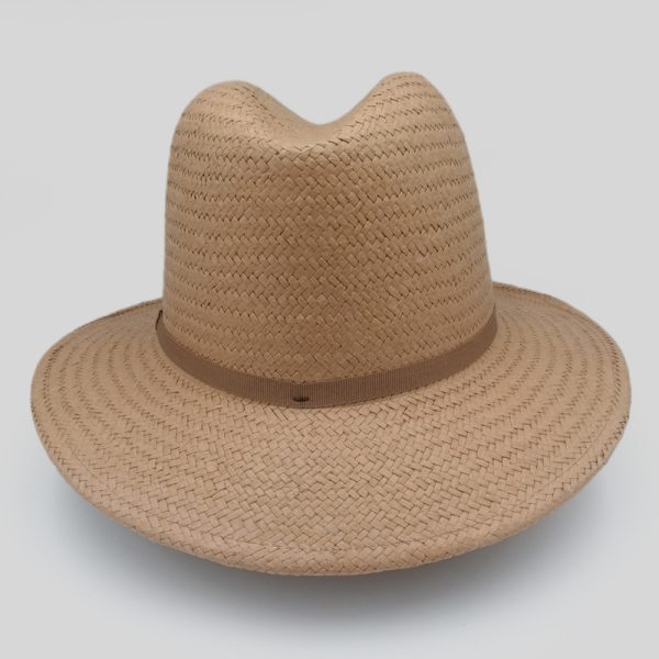 ψάθινο καλοκαιρινό καπέλο SUMMER STRAW HAT TRILBY THIN RIBBON CAMEL