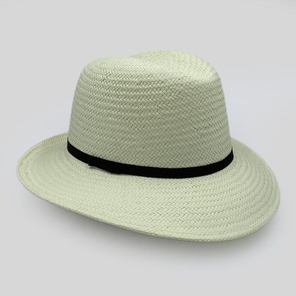 ψάθινο καλοκαιρινό καπέλο SUMMER STRAW HAT TRILBY THIN RIBBON ECRU