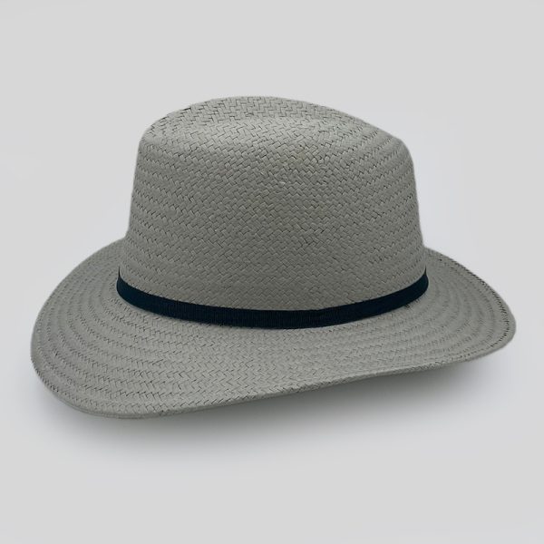 ψάθινο καλοκαιρινό καπέλο SUMMER STRAW HAT TRILBY THIN RIBBON GRAY
