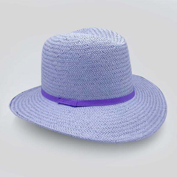 ψάθινο καλοκαιρινό καπέλο SUMMER STRAW HAT TRILBY THIN RIBBON LILAC