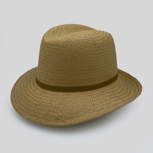 ψάθινο καλοκαιρινό καπέλο SUMMER STRAW HAT TRILBY THIN RIBBON NUDE