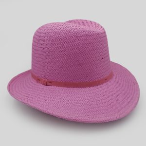 ψάθινο καλοκαιρινό καπέλο SUMMER STRAW HAT TRILBY THIN RIBBON PINK