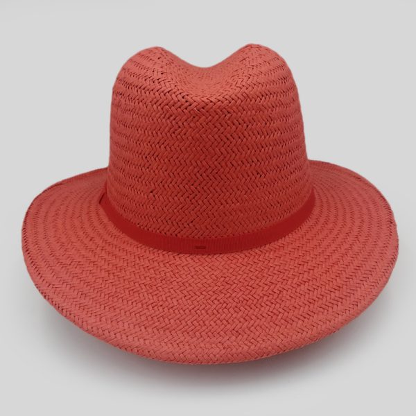 ψάθινο καλοκαιρινό καπέλο SUMMER STRAW HAT TRILBY THIN RIBBON RED