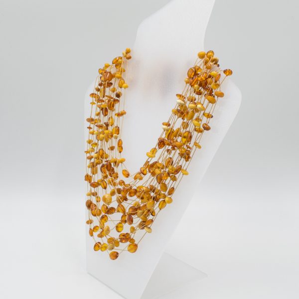 κολιέ Multi Strand Necklace with Amber n07 b