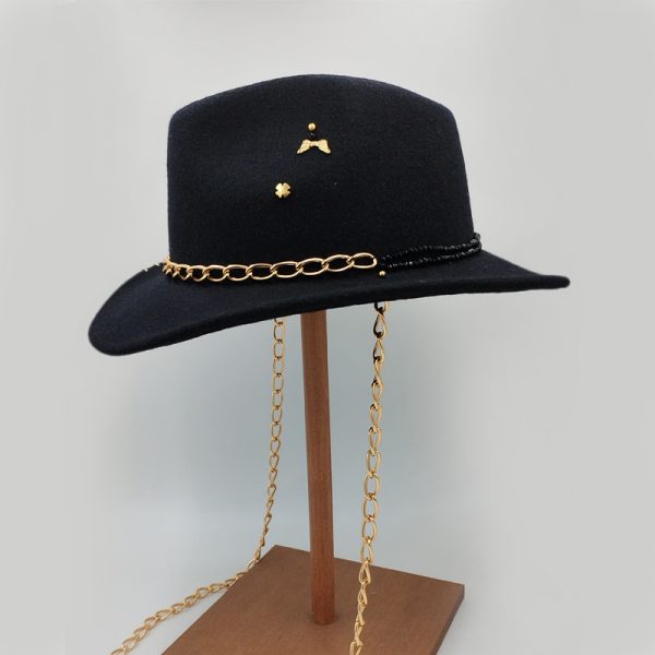 καπέλο μάλλινο στολισμένο hat exclusive felt wool no20b-14745