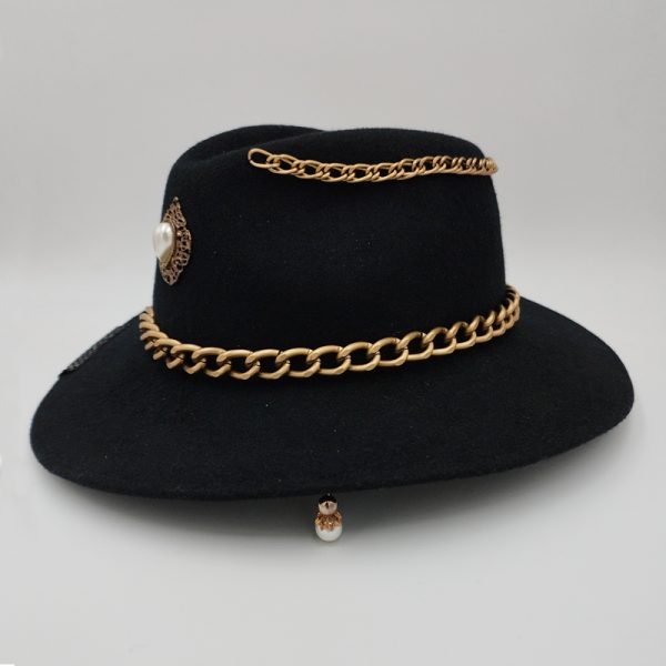 καπέλο μάλλινο στολισμένο hat exclusive felt wool no27b-14705