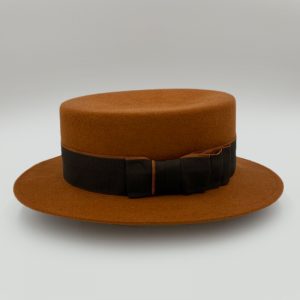 καπέλο μάλλινο Tobacco felt wool canotier hat AA14376