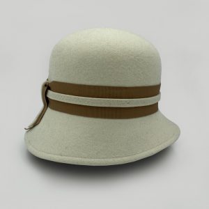 καπέλο μάλλινο εκρου ecru retro feltwool bicolor ribbon hat AA9070