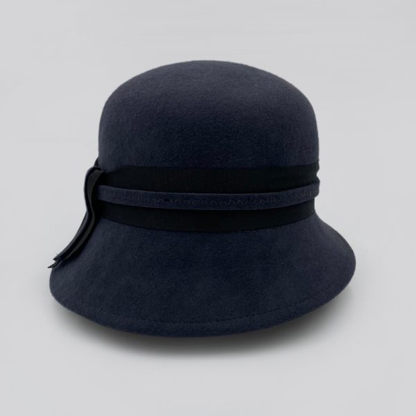 καπέλο μάλλινο γκρι gray retro feltwool bicolor ribbon hat AA9070