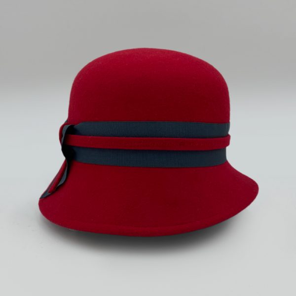 καπέλο μάλλινο κόκκινο red retro feltwool bicolor ribbon hat AA9070