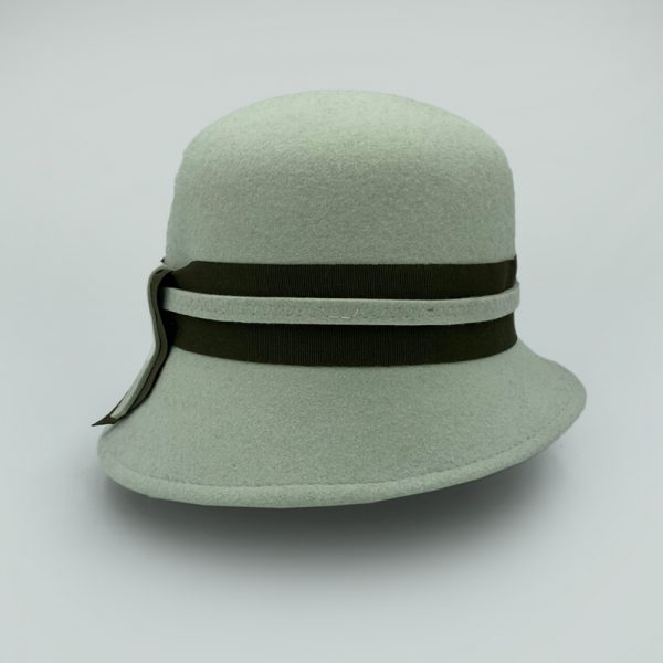 καπέλο μάλλινο vintage green retro feltwool bicolor ribbon hat AA9070